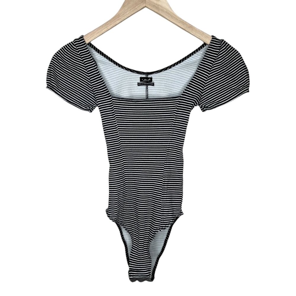 Out from Under Urban Outfitters Black & White Striped Short-Sleeve bodysuit XS